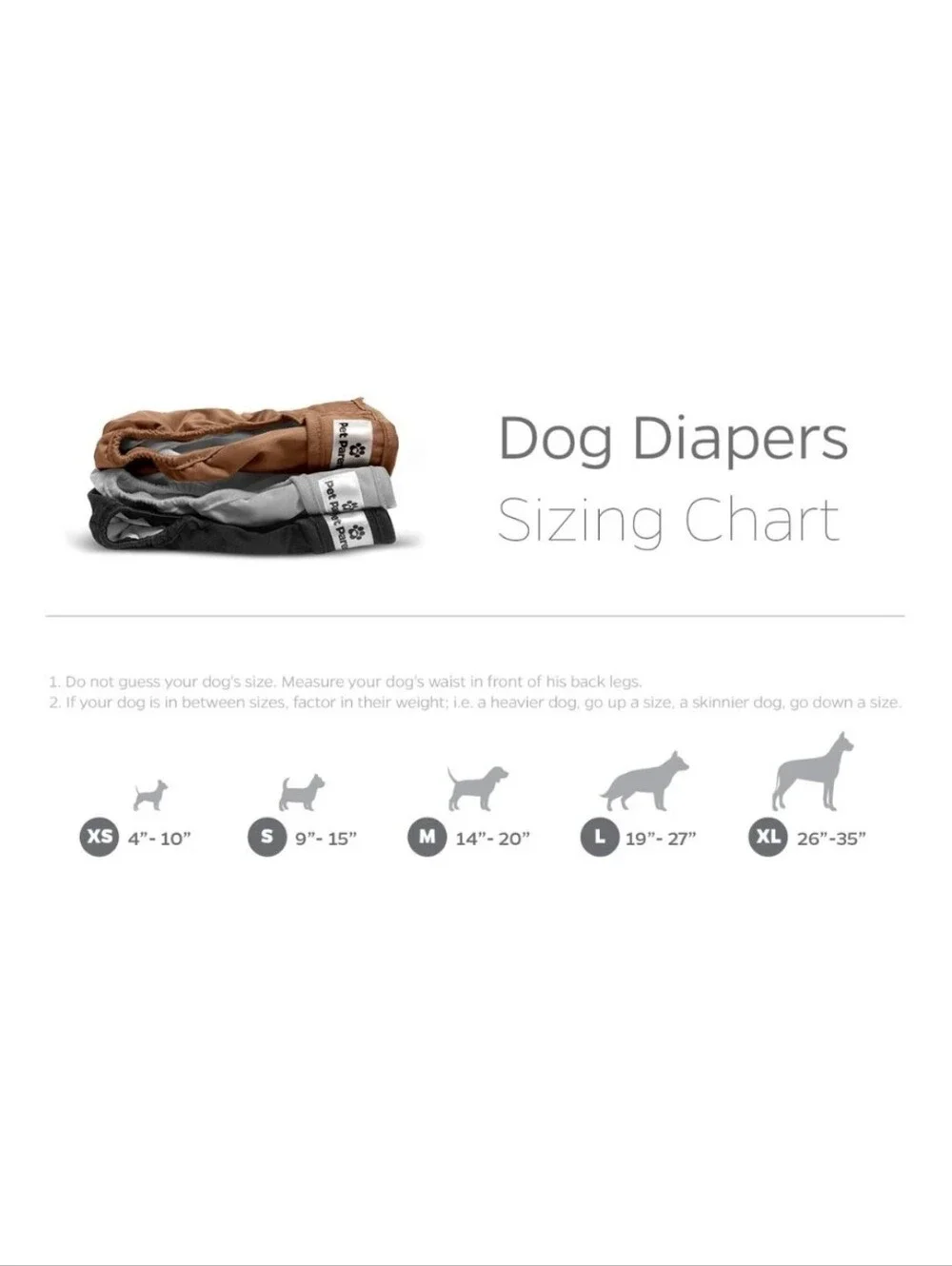 Dog Diapers Washable Pack - Rust, Gray, Black. Size MEDIUM
